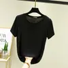 Nueva camiseta de modal de manga corta con cuello redondo para mujer, fina y adecuada para usar como capa exterior, se puede usar como capa base o combinar con tops casuales de talla grande