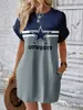 Vestido de Moda Nuevo de Verano para Mujer Sudadera Larga de Cuello Redondo de Equipo de la NFL 211 Vestido Elegante Europeo y Americano
