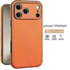 Funda de Teléfono de Cuero Retro de Negocios Adecuada para iPhone 17 16Pro Agujero Redondo Sin Etiqueta Cuero 13/12 Creativa Anti-Caída