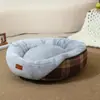 Cama Envolvente Segura e Aconchegante para Gatos, Espessada para Outono e Inverno, Cama Redonda para Cachorros de Pelúcia Xadrez, Cama para Animais de Estimação Lavável à Máquina