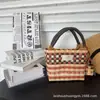 Bolso tejido a mano para mujer, bolsa de picnic para vacaciones, bolso de mano con rayas de colores, bolso de hombro, para ir al trabajo, compras, cesta de verduras, gran capacidad