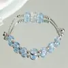 Pulsera Azul Fresca de Verano Gota de Agua Lágrima Dulce China de Doble Capa con Perlas Pulsera Regalo para Mejor Amiga Estudiante