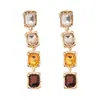 Conjunto de Brincos e Colar de Diamante Prata Vintage Usado Corrente de Clavícula Retro Europeu e Americano Luxo Acessível Joias de Alta Qualidade