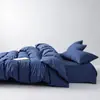 Juego de Cama de Cuatro Piezas Hecho de Algodón Puro Lavado, Clase A, Grado Materno e Infantil, Incluye Sábana Bajera y Funda de Edredón, Estilo Sábana Bajera Ajustada de una Pieza para Verano, Juego de Tres Piezas para Dormitorio