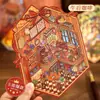 Adesivos de Cenário em Miniatura Mr. Paper: Casa com Luz Quente Casa em Miniatura 3D para Diários Infantis, Colagem Divertida para Alívio do Estresse