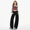 Calça Jeans Feminina Wide-Leg com Cintura Baixa Resistente ao Desbotamento Faca Curva Design Novo Outono 2026 Solta Emagrecimento Calça Longa