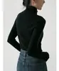 Camiseta de punto de cuello alto de lana pesada Ss Studio, lavable a máquina, para mujer, para otoño e invierno, parte inferior