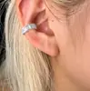 Clip para Oreja Cuadrado de Zirconia Super Flash para Hombre y Mujer Europeo y Americano INS Exquisito Clip para Oreja de Zirconio Cuadrado Sin Agujeros en las Orejas Aretes de Moda Diarios
