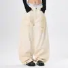 Ropa de Hombre Fengshe / Jeans con Graffiti Pintado a Mano Estilo Retro Americano, Pantalones de Diseñador Modernos de Pierna Recta Suelta para Hombre