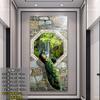 Pintura decorativa mural autoadhesiva estilo chino para entrada de sala de estar, pegatinas, papel tapiz vertical de fondo para pasillo, puerta de armario