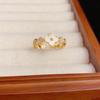 Anillo Abierto de Flor de Concha Dulce de Celebridad de Internet Diseño Nicho Sentido de la Moda Elegante Exquisito Anillo de Dedo Combinable para Mujeres