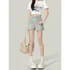 Shorts de mezclilla de pierna ancha de cintura alta de color claro para mujer, versátiles y modernos para el verano 2026, hot pants de línea A para mujeres petite