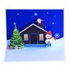 Los fabricantes suministran tarjetas de felicitación navideñas creativas con impresión a color transfronteriza de 90 grados en 3D con escena navideña de árbol de Navidad y muñeco de nieve.