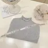 Tricô Feminino com Gola Alta Meia e Renda Outono e Inverno Novo Estilo Camisa Base para Bebê Tricô Doce Infantil Tendência Atacado