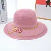 Sombrero de Verano con Ala Ancha para Mujer, Protección Solar, Sombrero de Paja con Lazo, Elegante Sombrero de Paja Transpirable con Ala Ancha para Vacaciones en la Playa
