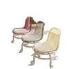 Taburete de Acrílico con Ruedas Giratorias Silenciosas, Silla Pequeña para Uso en Casa, Taburete Bajo con Costura Hermosa, Silla con Respaldo Móvil, Silla Giratoria