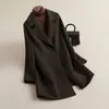 2025 Nuevo Otoño e Invierno Abrigo de Lana de Doble Cara de Longitud Media de Gama Alta Chaqueta Casual de Lana Elegante para Mujer