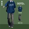 Traje Casual Solto para Adolescentes Camiseta Pesada para Alunos do Ensino Fundamental Traje de Duas Peças da Moda Traje Estilo Namorado de Faculdade