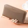 Nuevo monedero largo para mujer, clutch con cremallera, piel suave, moderno, adecuado para estudiantes, monedero para monedas, funda para teléfono, bolsa de almacenamiento transfronteriza
