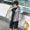 Cortavientos de invierno para niños con forro polar, estilo coreano, abrigo elegante y grueso para niños, chaqueta de algodón moderna y genial para niños pequeños y mayores, exportación transfronteriza
