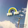 Color Globo Aerostático Niños Estrellas Cara Sonriente Nubes Escena Arcoíris Pastel de Cumpleaños Tarjeta Enchufable Mesa de Postres Enchufable