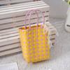 Bolsa Tejida de Colores, Cesta Pequeña, Bolsa de Plástico Pe, Tejido de Empalme Moderno y de Moda, Cesta de Verduras de Gran Capacidad, Bolsa de Playa