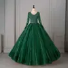 2026 Nuevo Transfronterizo Invierno Europeo y Americano Vestido de Novia Moda Encaje Manga Larga Vestido de Noche Examen de Artes Escénicas Dobladillo Grande Falda Abullonada