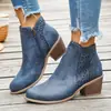 Botines Chelsea de venta caliente en Temu 2026 otoño e invierno nuevos con diseño hueco, punta fina, corte bajo, tacón cuadrado, botas para mujer estilo europeo y americano en stock