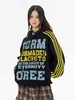 Sudadera con capucha Oreeta American Retro Estampado de Carta Antigua Moteada para Hombres y Mujeres, Sudadera con Capucha de Marca de Moda para Parejas