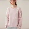 Bai Cai Rong Nuevo Suéter de Punto Redondo Otoño/Invierno Hueco 100% Cachemir Color Sólido Suave Versátil Ligero Suave y Liso