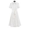 Amazon Aliexpress Exportação Transfronteiriça Roupas Femininas 2025 Verão Novo Vestido Branco Bordado Estilo Camisa de Manga Curta