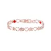Pulseira magnética de cobre vermelho de três fileiras, acabamento escovado galvanizado, fecho dobrável, joia de liga de zinco, acessórios masculinos