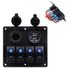 Modificação de Iate com Carregador de Carro USB Tomada de Isqueiro com Luz LED Azul Painel Combinado para RV Interruptor Basculante