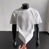 Camiseta de Manga Corta de Estilo Americano de Marca de Moda, Diseño de Alto Nivel Desestructurado con Remaches para Hombre, Verano, Corte Holgado, Talla Grande, Cuello Redondo, Hombro Normal