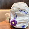 Llavero de Espejo Flor Pomposa Colorida Tejida a Mano Llavero de Espejo Plegable Portátil Colgante para Bolsa para Niñas