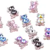 Bola de diamante de oso de aleación de doble cara pesada que se puede usar con cuentas de agujeros rectos, cadena para teléfono móvil, llavero, cadena para bolso, accesorios