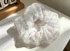 Elásticos para el pelo coloridos, elegantes y artísticos, scrunchies de malla floral de alta elasticidad, accesorios en stock para venta al por mayor