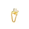 Pinza para Oreja Flor de Rosa de Circonita Super Brillante Sin Agujeros en las Orejas Pendientes de Hueso de la Oreja Estilo Cadena Elegante de Alto Nivel para Mujer Flor de Lirio del Valle