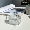 Tarro de Almacenamiento de Vidrio Repujado Francés Ins Retro Adorno de Decoración de Escritorio Tarro para Bastoncillos de Algodón de Maquillaje con Tapa Caja de Almacenamiento