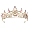 Europeo y Americano Transfronterizo Más Vendido Boda Nuevo Tocados Incrustados con Pedrería Cristal Semicírculo Novia Redonda Aleación Corona Corona de Reina