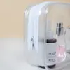Bolsa de higiene pessoal totalmente transparente à prova d'água, bolsa de maquiagem portátil de viagem em PVC personalizada, bolsa de armazenamento e organizadora para artigos de higiene pessoal