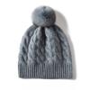 Gorro de cachemira para mujer, otoño e invierno, tejido engrosado, color sólido, bola de lana de moda, gorro de punto de lana, 2024