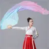 Leque de Dança de Seda Simulada, Leque de Dança, Cor Sonhadora, Gradiente Estendido, Dança Clássica, Dança Folclórica, Adereços de Performance para Dança em Praça