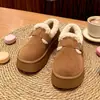 Botas de Neve com Solado Grosso Femininas 2026 Novo Inverno Com Pelúcia Grossa Slip-on Birken Sapatos de Algodão Femininos Aumentam a Altura Mocassins Quentes