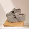 Sapatos Mary Jane de Pelo Retrô para Mulheres 2025 Inverno Novo Calçados Externos Gorro Sapatos Flats Quentes Antiderrapantes com Forro de Lã Calçados de Algodão Femininos