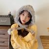 Gorro de Lana para Mujer Estilo Coreano Lindo Gorro Lei Feng Otoño e Invierno Tejido Protección para las Orejas Viaje Cálido Gorra con Bola de Piel de Conejo Moderna