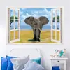 Comercio exterior Europa, América y África transfronterizo 3D imitación tridimensional ventana pradera elefante sala de estar dormitorio pared de fondo pegatinas al por mayor