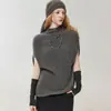 Nova coleção outono e inverno: 100% caxemira, gola semi-alta, barra enrolada, malha de sete agulhas, sem mangas estilo morcego, colete de tricô elegante estilo capa