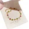 Pulsera Corazón de Zirconia de Colores Electrochapada en Oro Real de 14K, Pulsera de Lujo Ligero de Gama Alta, Joyería Nicho Súper Brillante Estilo Coreano para Mujeres