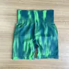Nuevos Pantalones de Yoga Tie-Dye Aurora Control de Abdomen Levantamiento de Glúteos Color Durazno Pantalones de Fitness Shorts Deportivos para Mujer Shorts de Yoga Listos en Stock